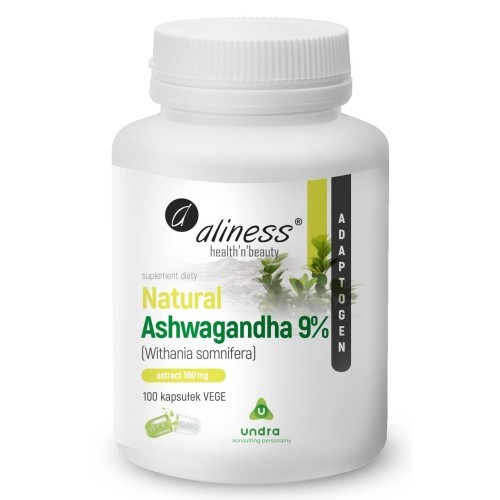 Aliness - Natural Ashwagandha 9% - 100 kapsułek