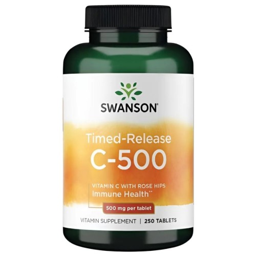 Swanson - Timed-Release Vitamin C 500 mg with Rose Hips - 250 tabletek
