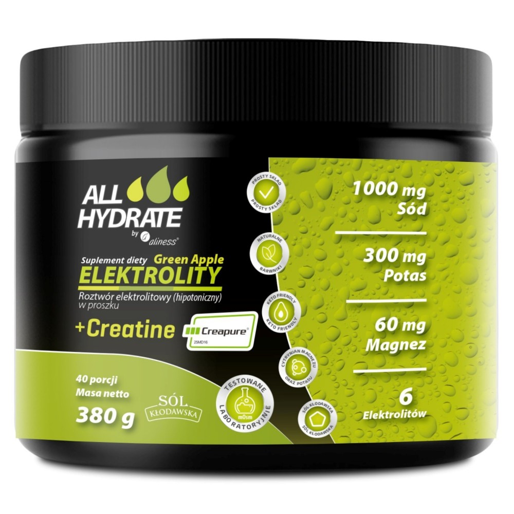 ALLHydrate – Elektrolity + Creatine (Creapure®) Green Apple - 380 g