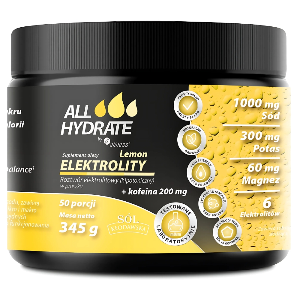 ALLHydrate - Elektrolity Lemon + Kofeina 200mg - 345g