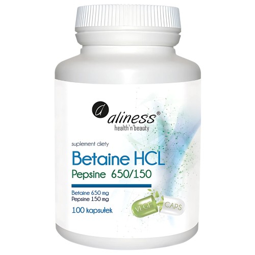 Aliness - Betaine HCl, Pepsine 650/150 mg - 100 kapsułek