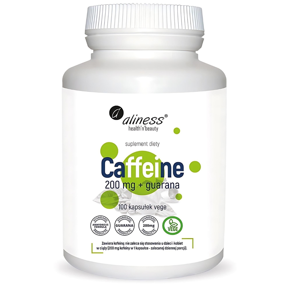 Aliness - Caffeine 200 mg + guarana - 100 kapsułek