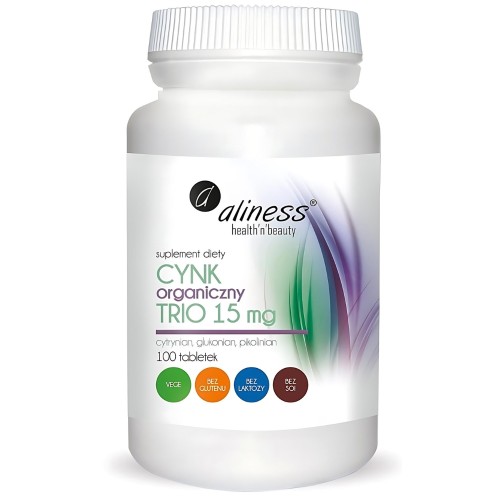 Aliness - Cynk organiczny TRIO 15 mg - 100 tabletek