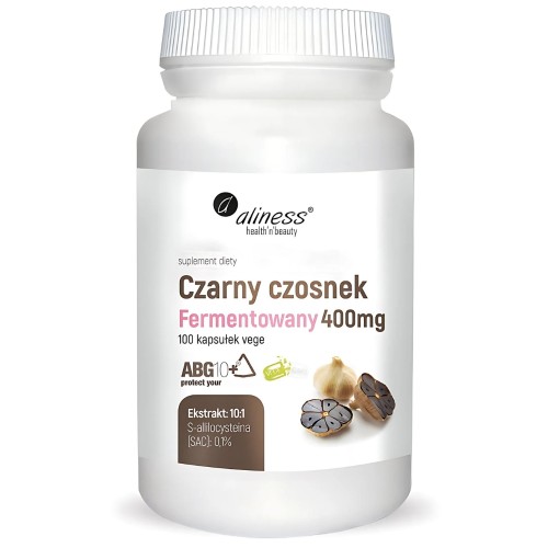 Aliness - Czarny czosnek fermentowany ABG10+ 400 mg - 100 kapsułek