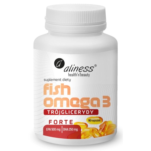 Aliness - Fish Omega 3 FORTE Trójglicerydy 500/250mg - 90 kapsułek