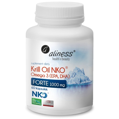 Aliness - Krill Oil NKO Omega 3 z Astaksantyną 1000 mg FORTE - 60 kapsułek