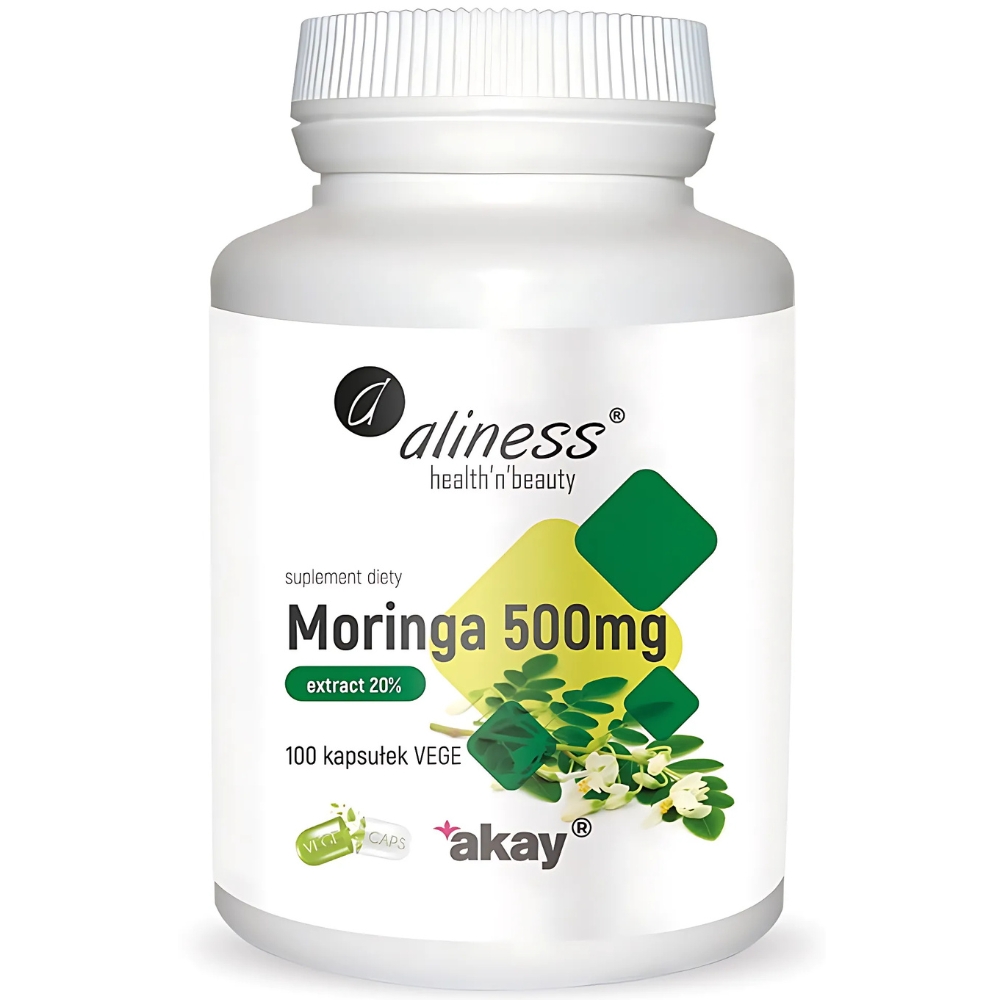 Aliness - Moringa ekstrakt 20% 500mg - 100 vege kapsułki