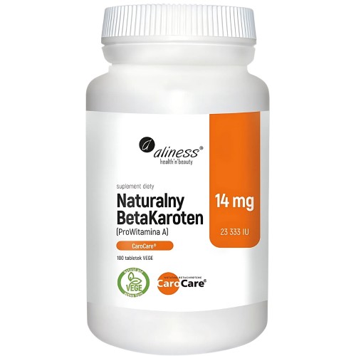 Aliness - Naturalny BetaKaroten 14 mg (ProWitamina A) - 100 tabletek