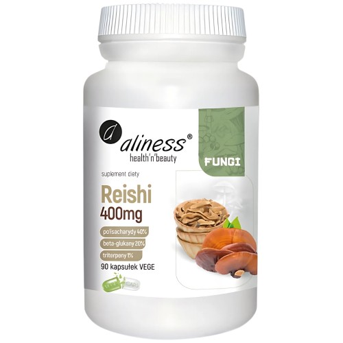 Aliness - Reishi ekstrakt owocniki 40/20/1, 400mg - 90 kapsułek