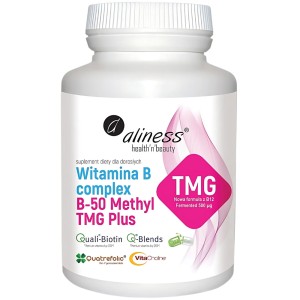 Aliness - Witamina B Complex B-50 Methyl TMG PLUS - 100 kapsułek