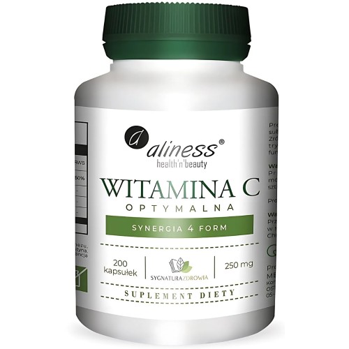 Aliness - Witamina C optymalna 250 mg - 200 vege kapsułek