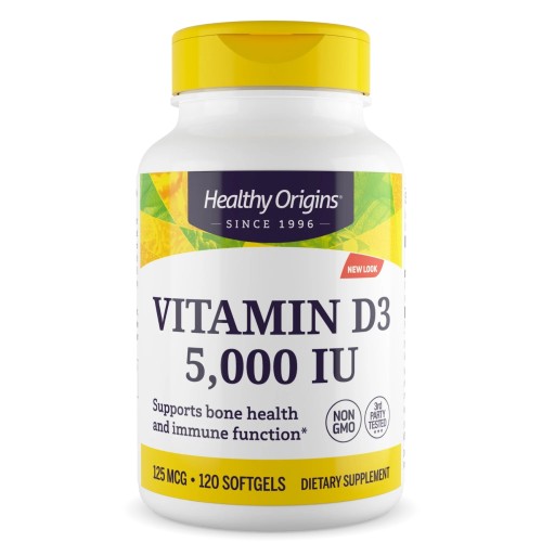 Healthy Origins - Vitamin D3 5,000 IU - 120 kapsułek