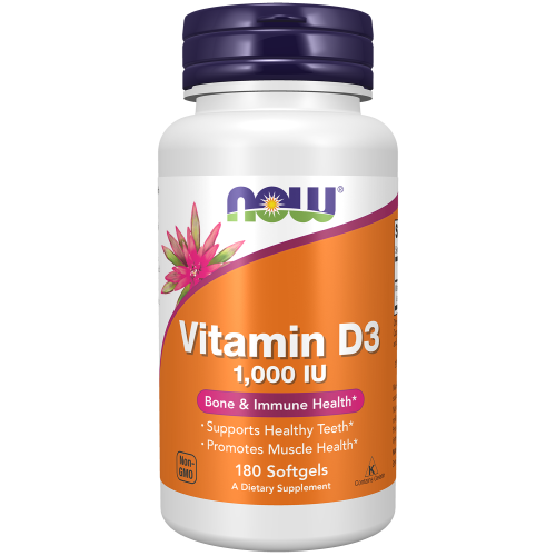 NOW - Vitamin D-3 1,000 IU - 180 kapsułek