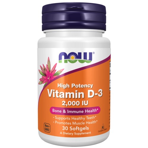 NOW - Vitamin D-3 2,000 IU - 30 kapsułek