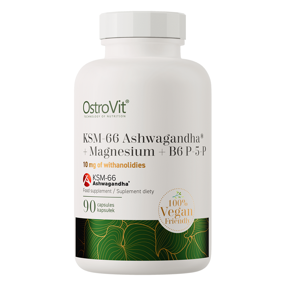 OstroVit - KSM-66 Ashwagandha + Magnez + B6 P-5-P VEGE - 90 kapsułek