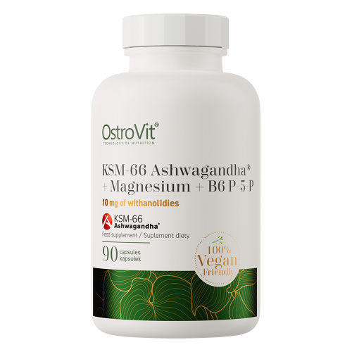 OstroVit - KSM-66 Ashwagandha + Magnez + B6 P-5-P VEGE - 90 kapsułek