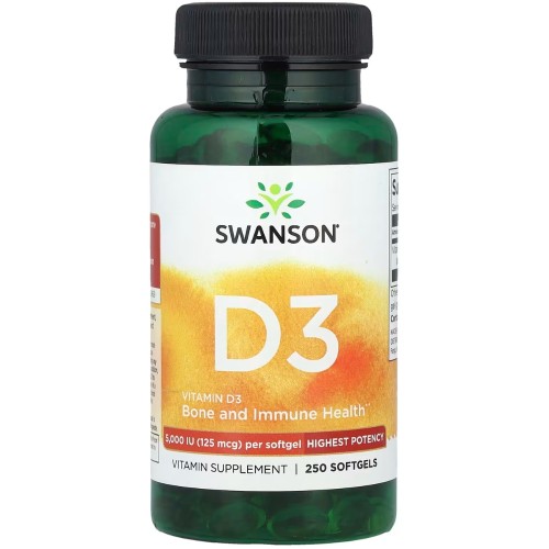 Swanson - Vitamin D-3 5,000 IU Highest Potency - 250 kapsułek