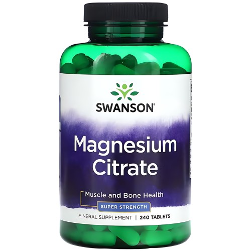Swanson - Magnesium Citrate 225 mg Super-Strength - 240 tabletek
