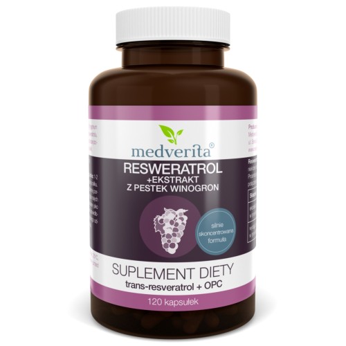Medverita - Resweratrol + Ekstrakt z pestek winogron - 120 kapsułek
