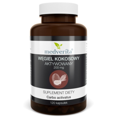 Medverita - Węgiel kokosowy aktywowany 200 mg - 120 kapsułek