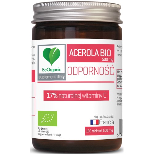 BeOrganic - Acerola BIO 17% witaminy C 500mg - 100 tabletek