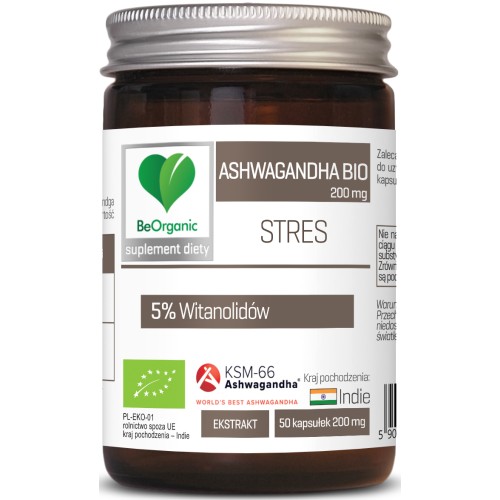 BeOrganic - Ashwagandha KSM-66 5% BIO 200 mg - 50 kapsułek
