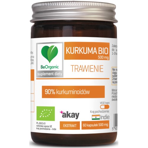 BeOrganic - Kurkuma BIO 90% 500 mg - 50 kapsułek
