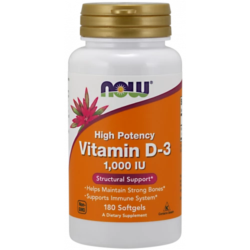 NOW - Vitamin D-3 1,000 IU - 180 kapsułek NOW - Vitamin D-3 1,000 IU - 180 kapsułek