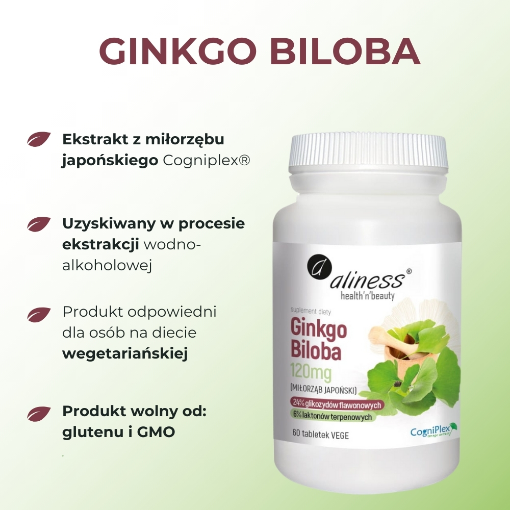 Aliness Ginkgo Biloba 120mg - 60 tabletek