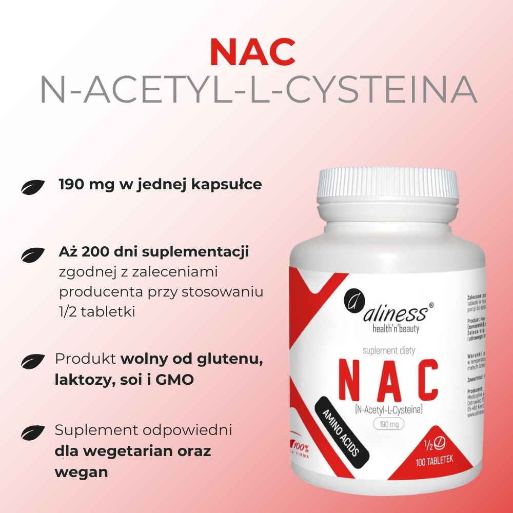 Aliness NAC N-Acetyl-L-Cysteine 190 mg - 100 tabletek