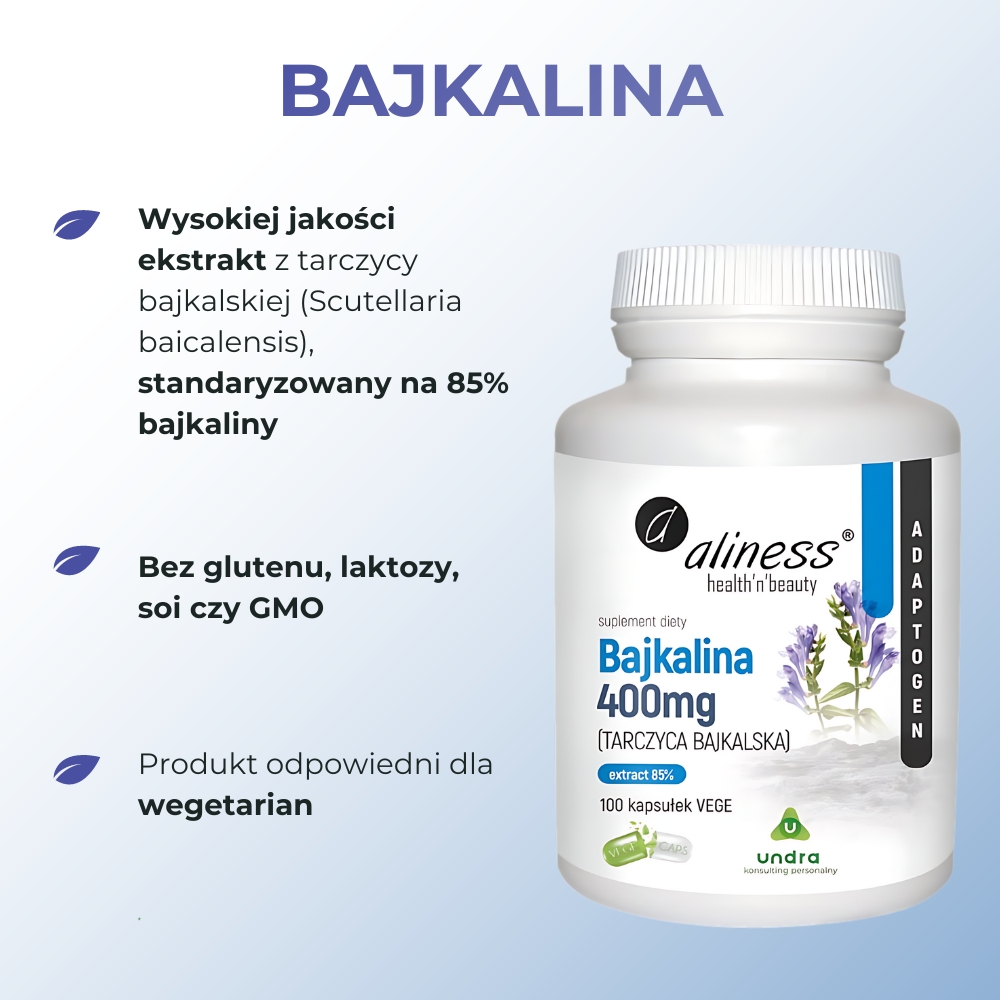 Aliness - Bajkalina (Tarczyca bajkalska) Extract 85% 400 mg - 100 kapsułek