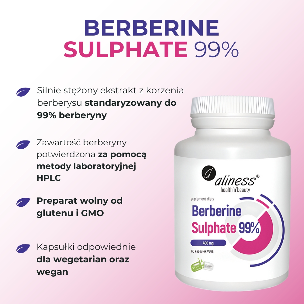 Aliness Berberine Sulphate 99% 400 mg - 60 kapsułek