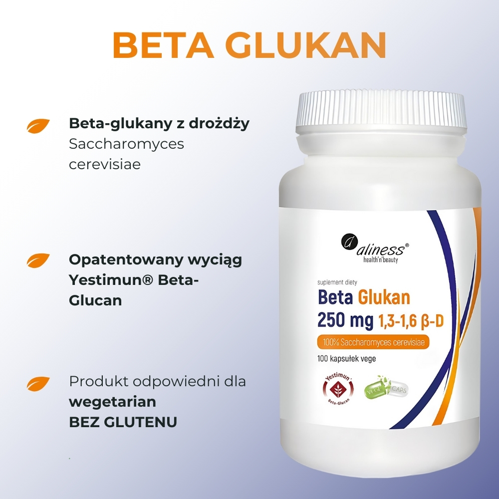 Aliness Beta Glukan Yestimun® 1,3-1,6 β-D 250 mg - 100 kapsułek