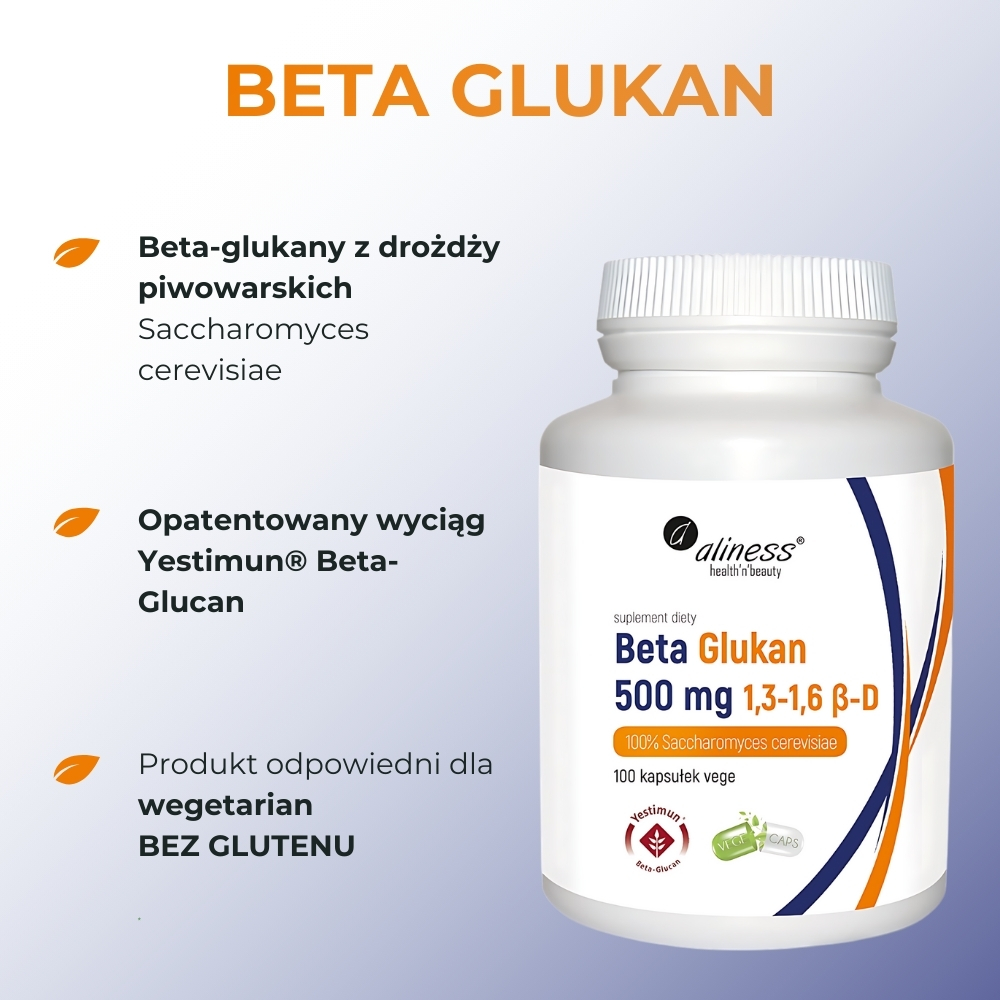 Aliness Beta Glukan Yestimun® 1,3-1,6 β-D 250 mg - 100 kapsułek