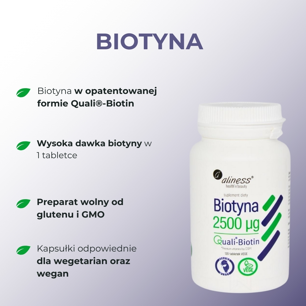 Aliness Biotyna 2500 mcg QualiBiotin® - 120 tabletek