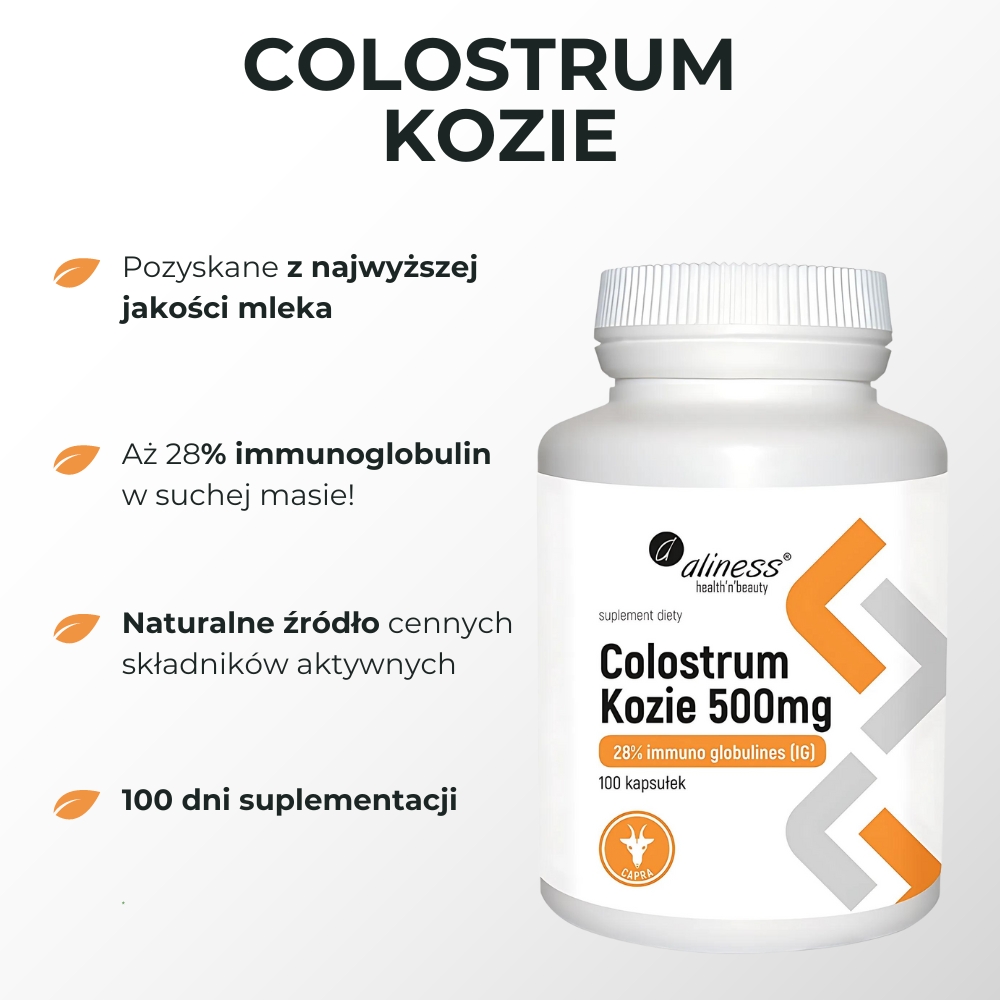 Aliness - Colostrum Kozie 500 mg - 100 kapsułek