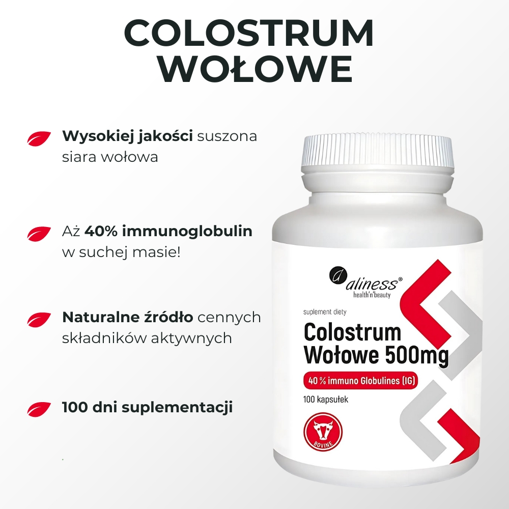 Aliness - Colostrum Wołowe 500 mg - 100 kapsułek