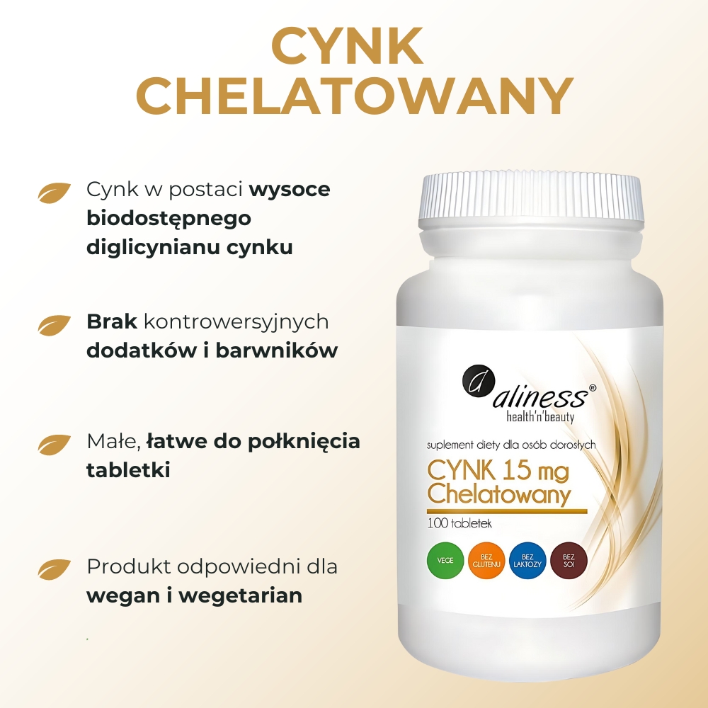 Aliness Cynk chelatowany 15 mg - 100 tabletek