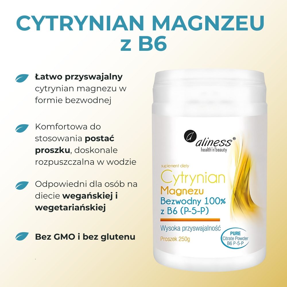 Aliness Cytrynian Magnezu BEZWODNY z B6