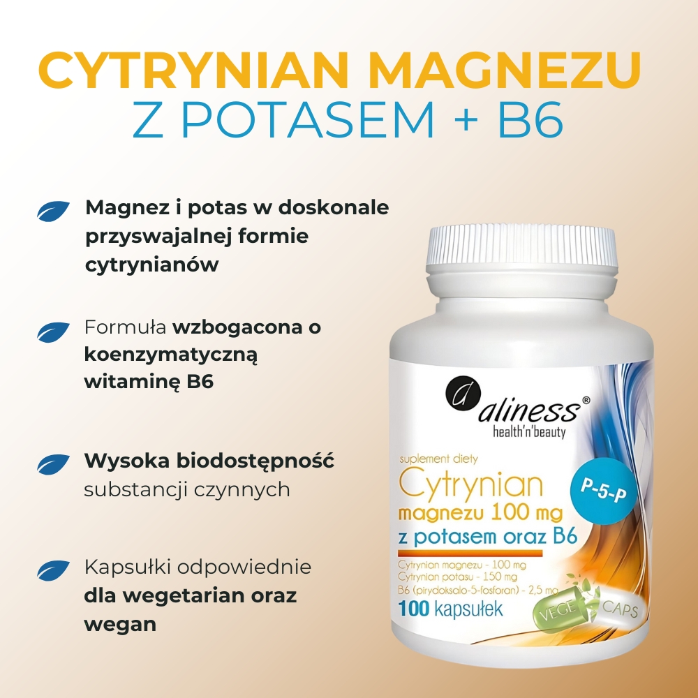 Aliness Cytrynian Magnezu z potasem i B6