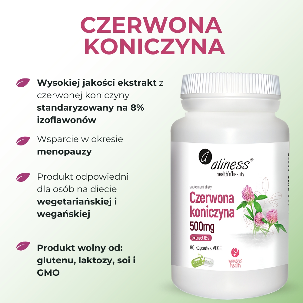 Aliness Czerwona Koniczyna Extract 8% 500 mg - 90 kapsułek