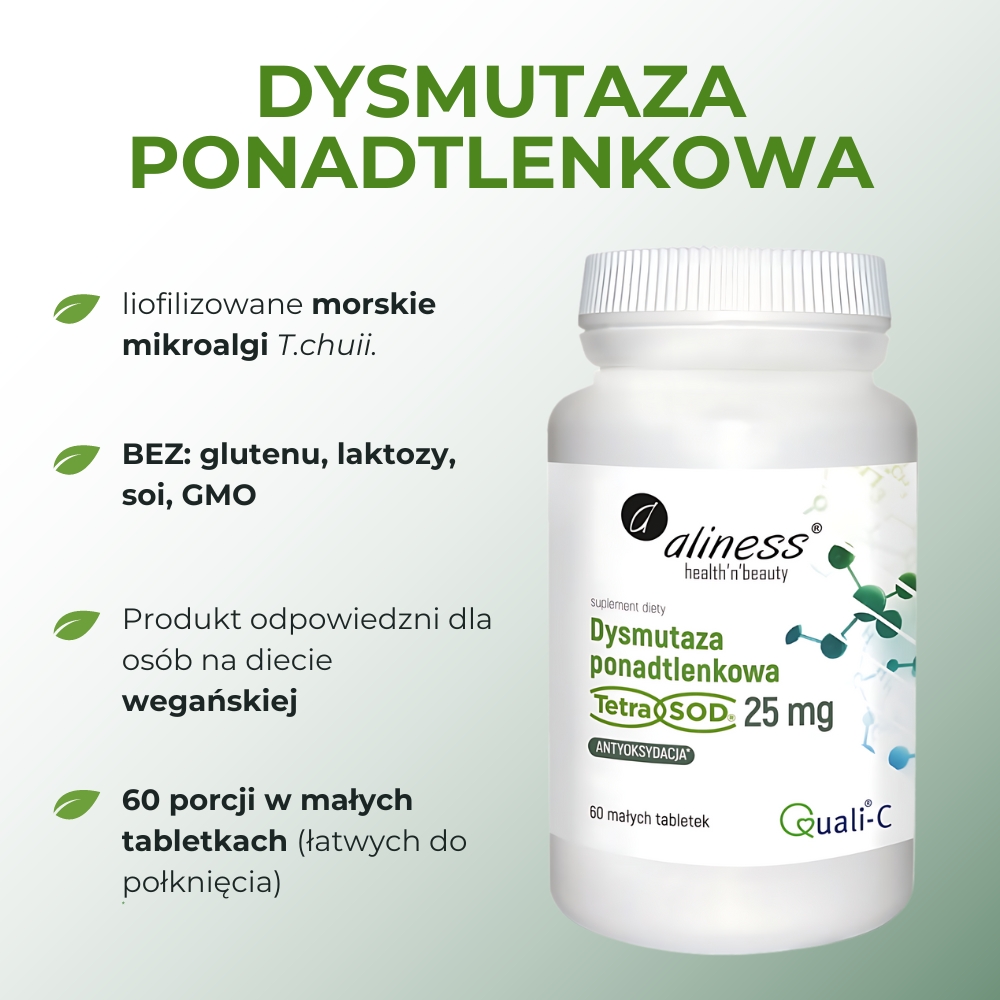 Aliness Dysmutaza ponadtlenkowa (Tetra SOD) 25 mg - 60 tabletek