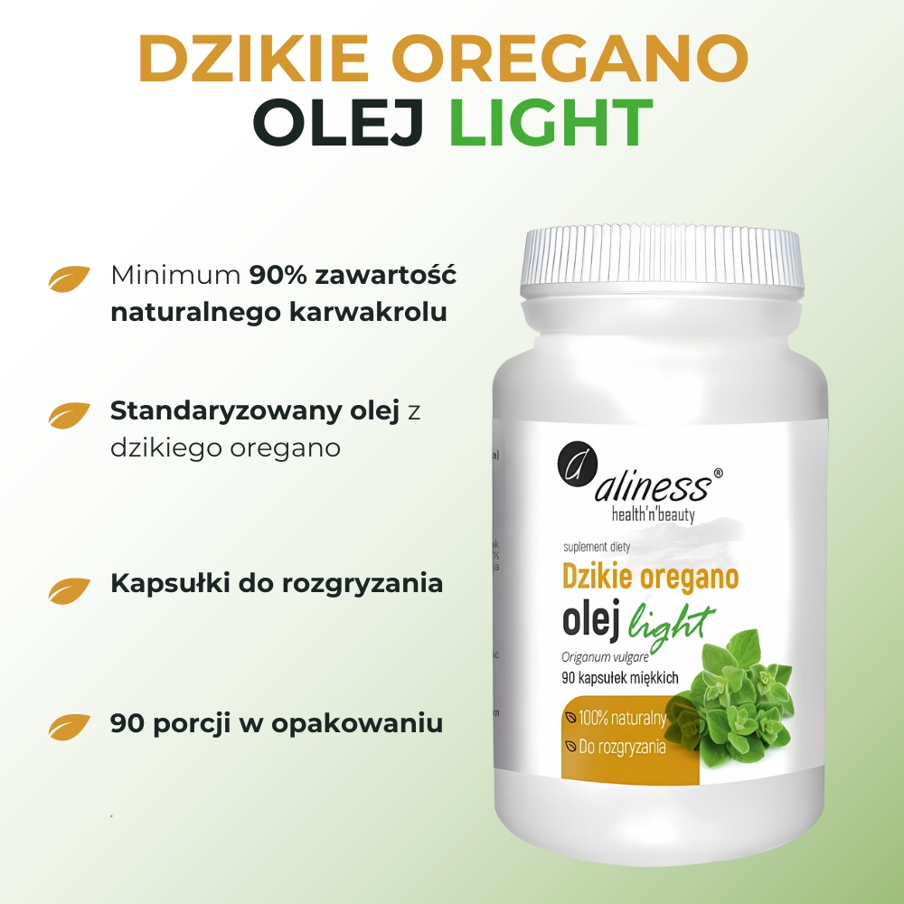 Aliness Dzikie Oregano olej light - 90 kapsułek