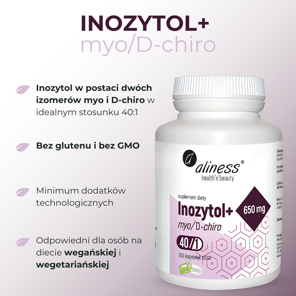 Aliness Inozytol myo/D-chiro, 40/1, 650 mg - 100 kapsułek