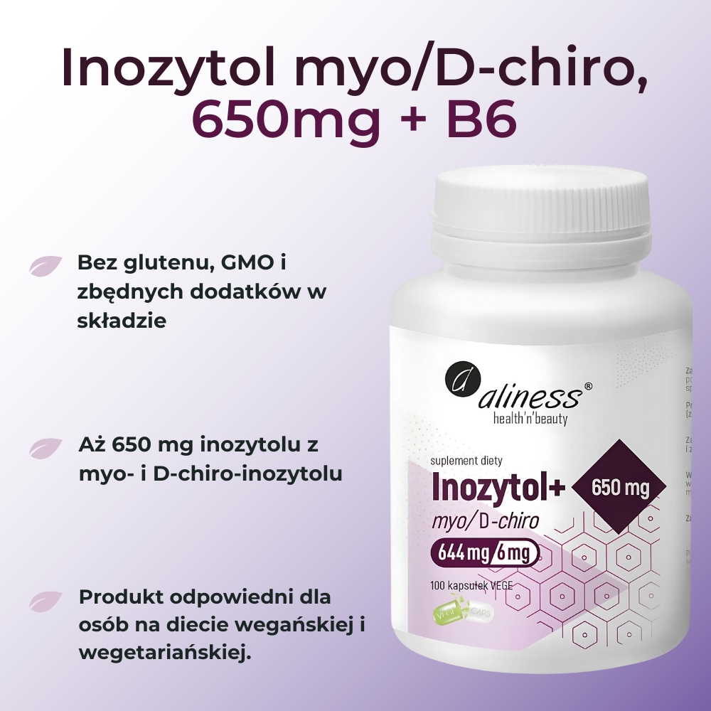 Aliness Inozytol myo/D-chiro, 40/1, 650 mg - 100 kapsułek