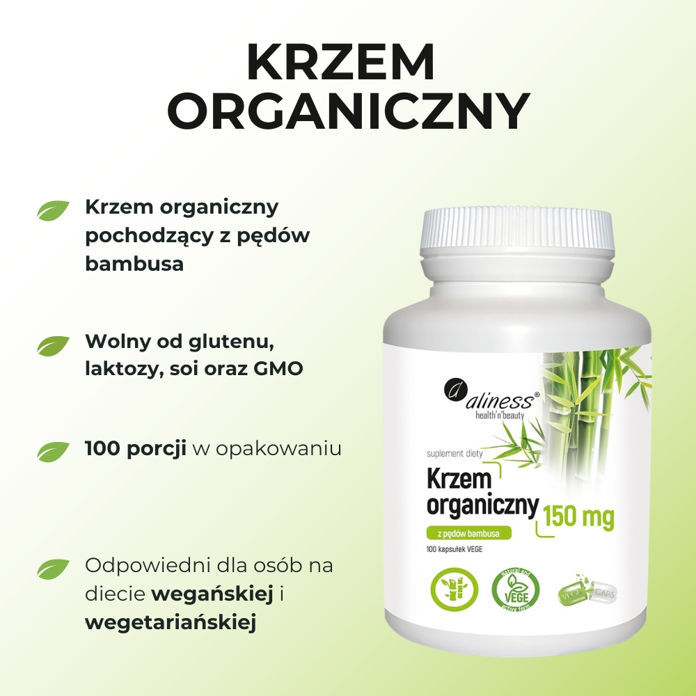 Aliness Krzem organiczny z pędów bambusa 150 mg - 100 kapsułek