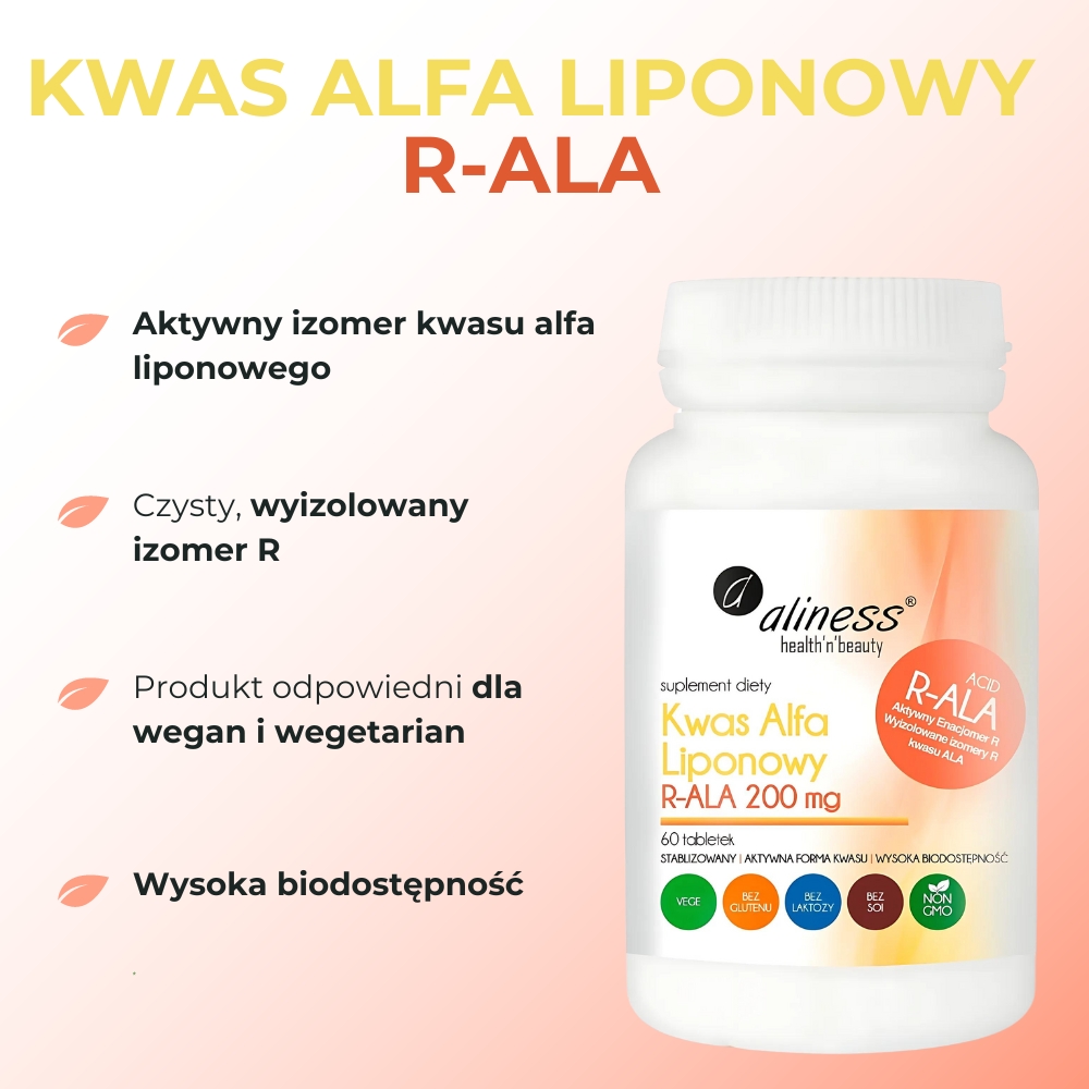 Aliness Kwas Alfa Liponowy R-ALA 200 mg - 60 tabletek