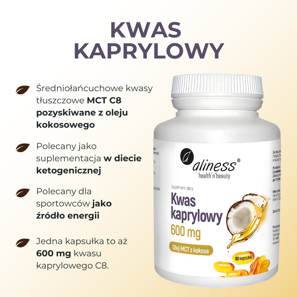 Aliness Kwas Kaprylowy 600 mg - 90 kapsułek