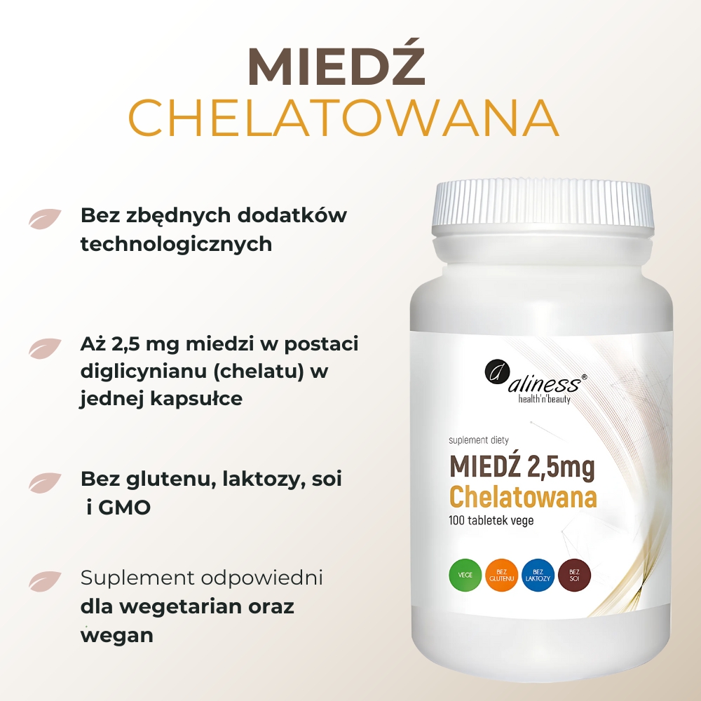 Aliness Miedź chelatowana 2,5 mg - 100 tabletek