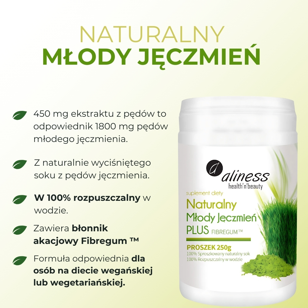 Aliness - Naturalny Młody Jęczmień PLUS - 250g